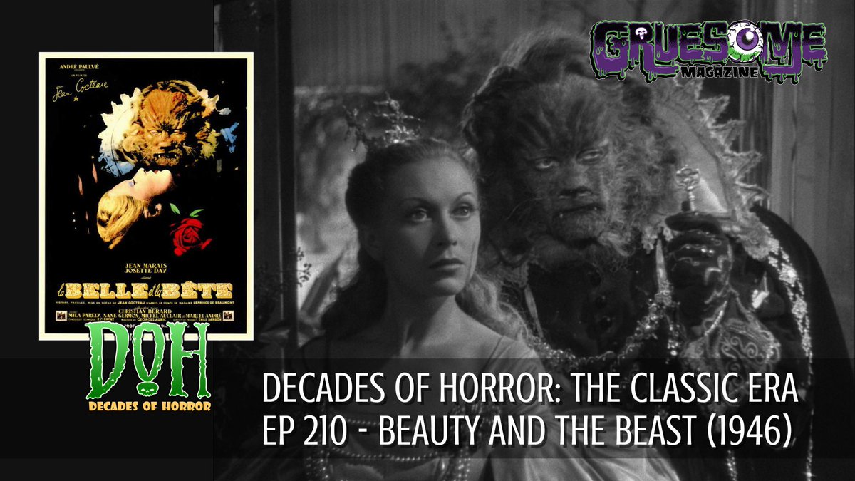 DoH Classic Era 210 is ALIVE! Jean Cocteau’s brilliant fantasy is the topic. The Grue Crew are infatuated w/this wonderful film.  Enjoy!
BEAUTY AND THE BEAST (1955, LA BELLE ET LA BÊTE) – Episode 210 – Decades of Horror: The Classic Era gruesomemagazine.com/2025/08/23/bea… via <a href="/gruesomemag/">Gruesome Magazine</a>