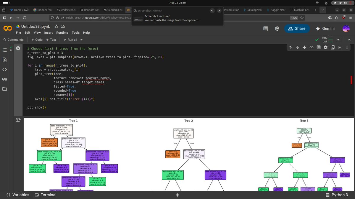 saugatdhungana0's tweet image. #Day10 of #60daysofMachineLearning
-Random forest classifier and regression
-Intermediate Machine Learning(Kaggle)
#MachineLearning #DailyMLChallenge