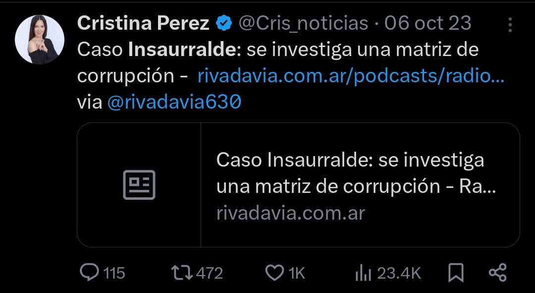 Arrepentidos de Milei (@arrepentidoslla) on Twitter photo <a href="/Cris_noticias/">Cristina Perez</a> Cuando hay un escándalo de corrupción de Milei que involucra a tu marido: discurso genérico, sin mencionar ni un solo nombre
Cuando aparece una foto de un peronista en un yate: <a href="/Cris_noticias/">Cristina Perez</a> Cuando hay un escándalo de corrupción de Milei que involucra a tu marido: discurso genérico, sin mencionar ni un solo nombre
Cuando aparece una foto de un peronista en un yate: