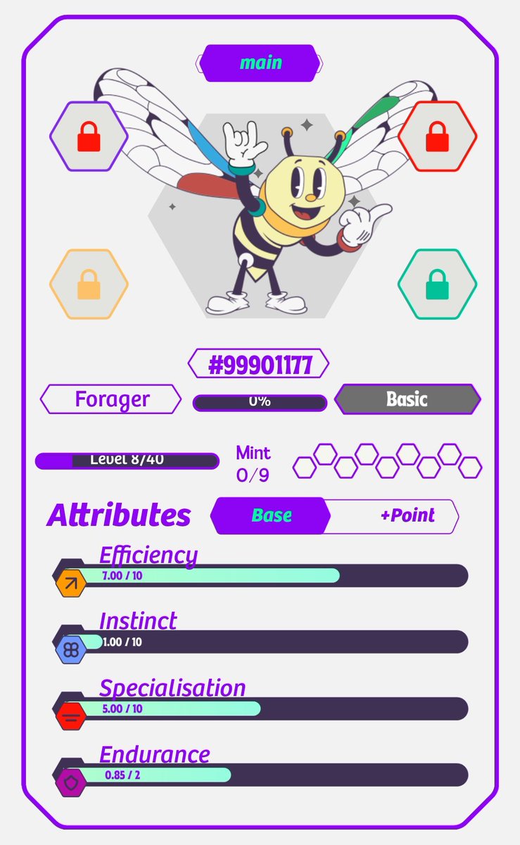 My bee just hit level 8 🐝✨
And the endurance? A legendary 0.85 💀😂

I think we should have a “friendly” chat about this…
(friendly = 😁 on the outside, 😵 on the inside)

#FlyWithUs
#TLB 
#M2E