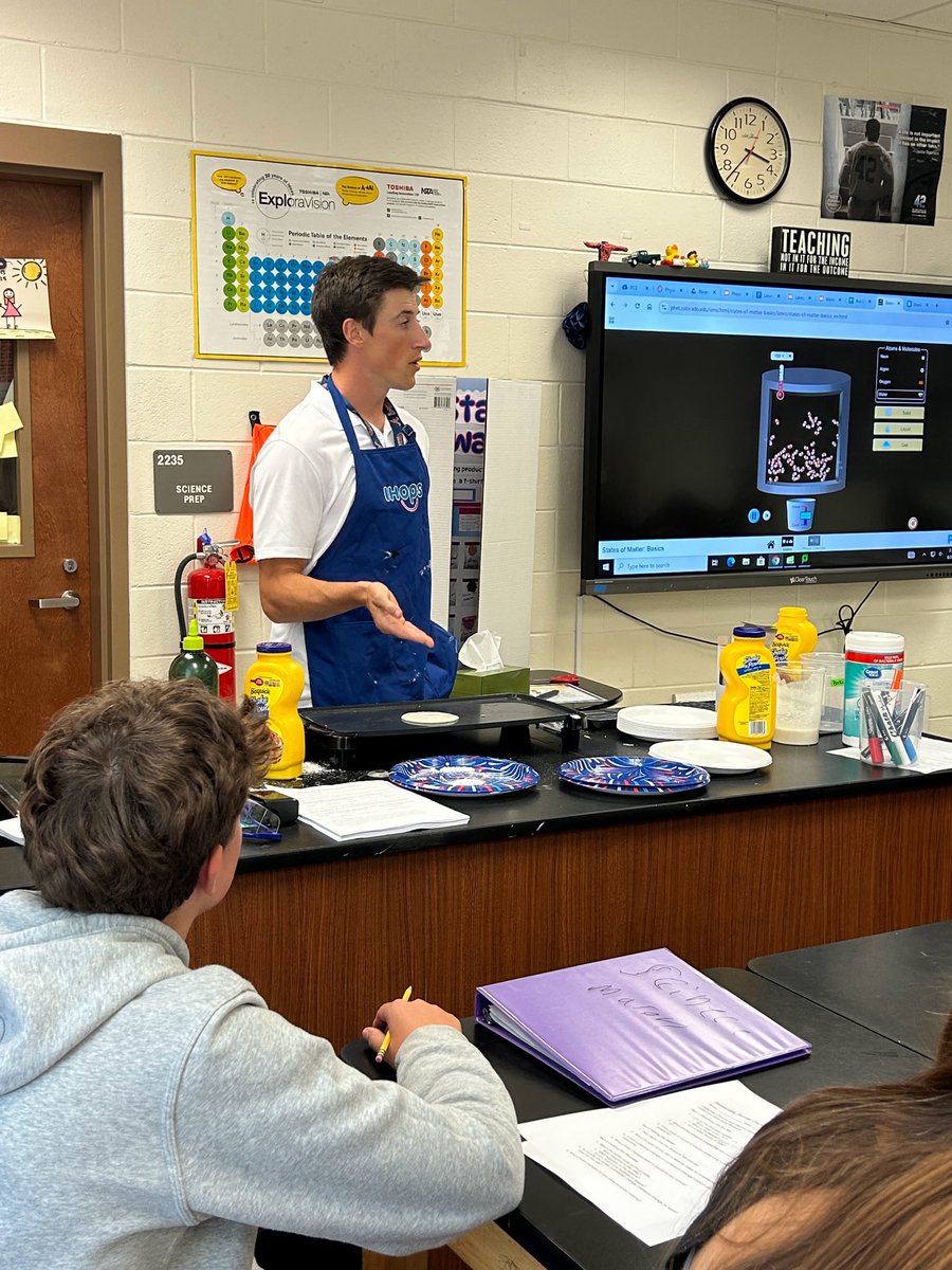 Huge shoutout to <a href="/CoachKistler/">Nathan Kistler</a> from <a href="/LakesideMDL/">Lakeside Middle</a> in <a href="/FCSchoolsGA/">Forsyth County Schools</a> for being named TOP 3 finalists for TOTY! And peeks this cool lesson on states of matter at the International House of Physical Science 💜💛🦁💛💜
#weDOscience
#scienceforALL
#TheForsythWay