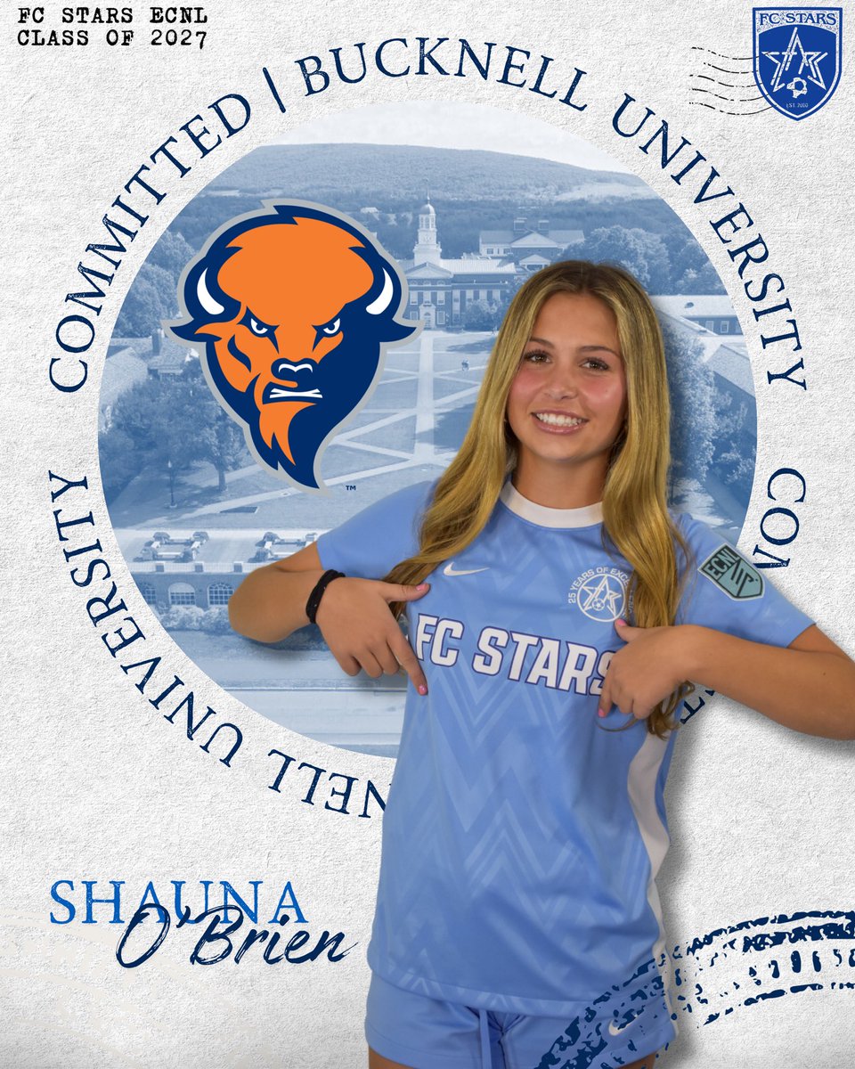 starsofma's tweet photo. Congratulations to FC Stars ECNL Blue player, Shauna O’Brien, on her commitment to play DI soccer at Bucknell University! ⭐️🦬 

#FCStars #StarsNation #ProvenPathway #RayBucknell https://t.co/BI7urRFxNM
