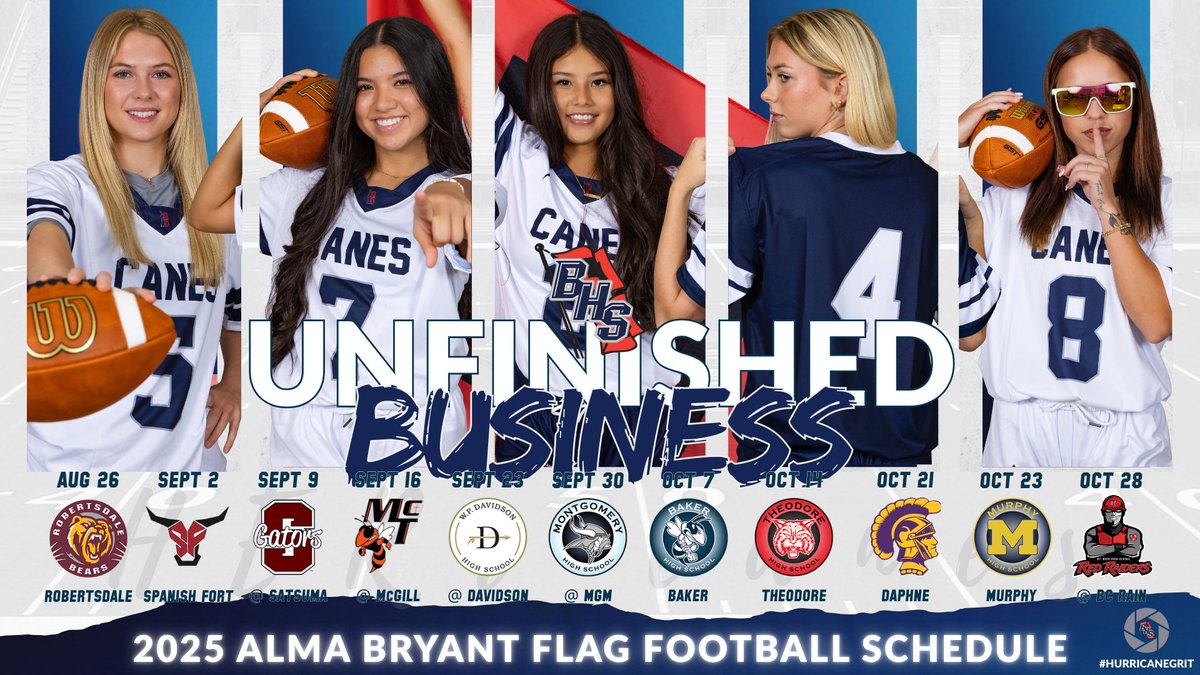 The Alma Bryant HERricanes Flag Football team is back with unfinished business. Last season was historic, but this year we’re aiming higher. <a href="/zward4/">Zack Ward</a> <a href="/TheEyeNetwork1/">The Eye Network</a> <a href="/MCPSSathletics/">MCPSS Athletics</a> <a href="/ABHScanes/">Alma Bryant Football</a> <a href="/AlmaBryantCoach/">Ricky Miller</a> 
#HERricanes #UnfinishedBusiness #HurricanePride