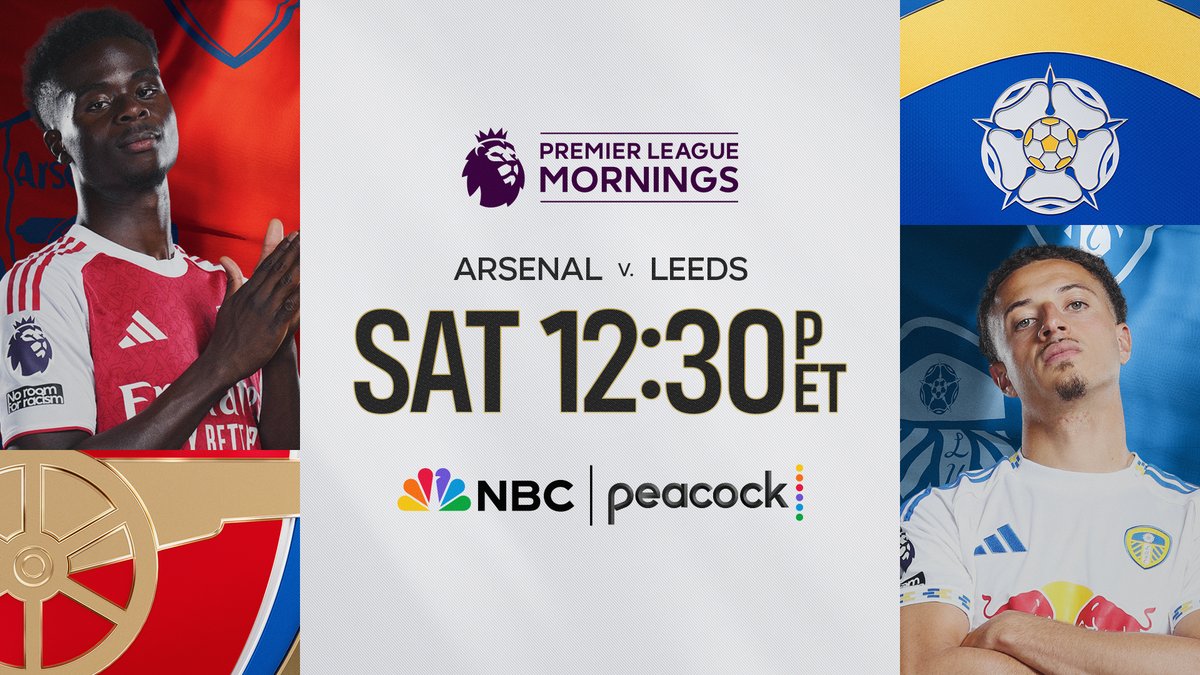The soccer matchup is here and begins soon! Watch Arsenal and Leeds go head to head in the Premier League game at 12:30 p.m. on NBC and Peacock.