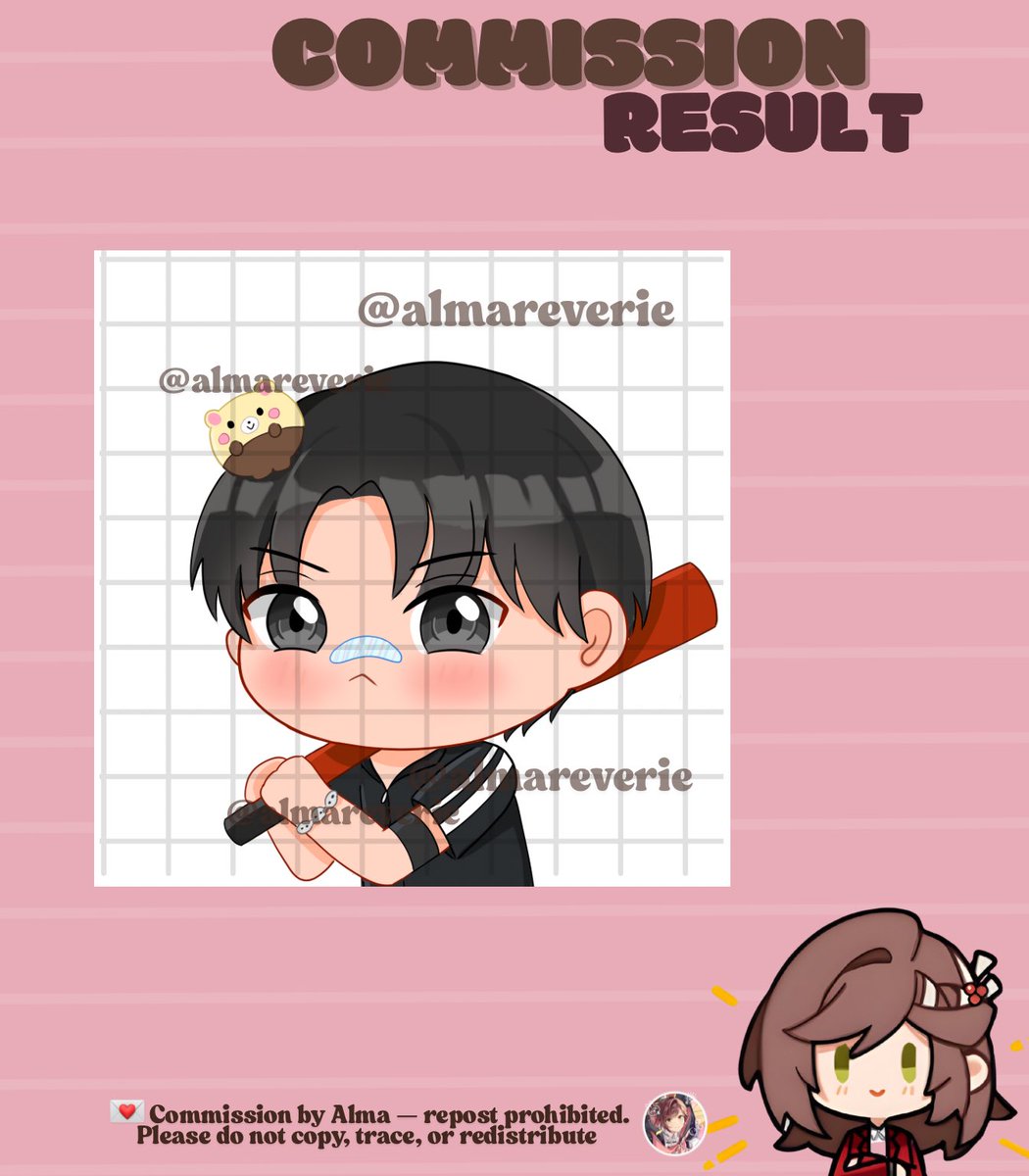 🩷Commission result 🌿

✨chibi bust up main chara style commis ✨
thank you for commissioning me!  

Alma is still open for chibi comms ♡ DM ke <a href="/almareverie/">Alma - MT after DM</a> yap
#zonauangᅠ