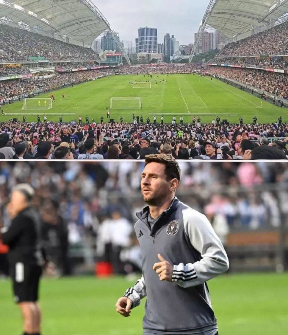 aziz83Q's tweet image. إذا أردت أن تعرف الفرق الكبير بين الشعبية والتأثير ، إليك هذي الصورة ومن نفس الملعب في هونغ كونغ 🇭🇰 

مجرد إحماء لميسي مع انتر ميامي مقارنة بنهائي رسمي لكريستيانو مع النصر 🤷🏻‍♂️

سحقًا للإعلام الذي جعل من كريستيانو منافسًا للاعب بعظمة ميسي ✋🏼