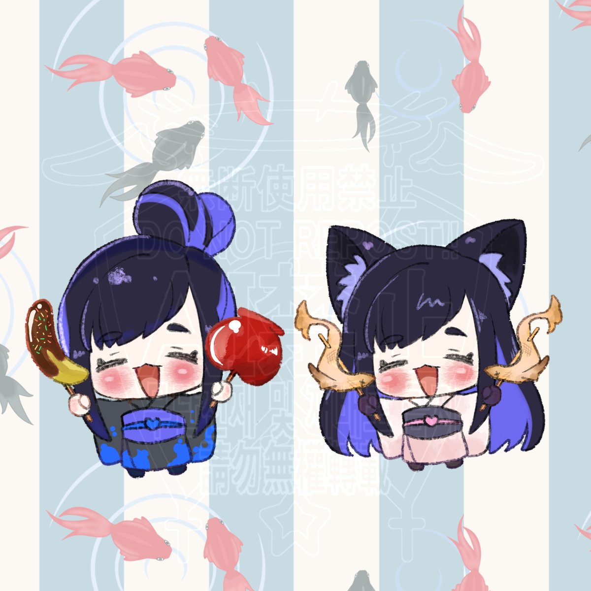 Y_HASUKAWA's tweet image. 【お仕事報告】
ゆうこりん様( #yuucorin0717)より、浴衣ミニキャラ依頼を2人分いただきました！
お祭りのアユ焼き…初めて聞きました👀✨
ご依頼ありがとうございます！

ポートフォリオから他作品もご覧いただけます👇
xfolio.jp/portfolio/Y_HA…

 #有償依頼
 #量産イラスト