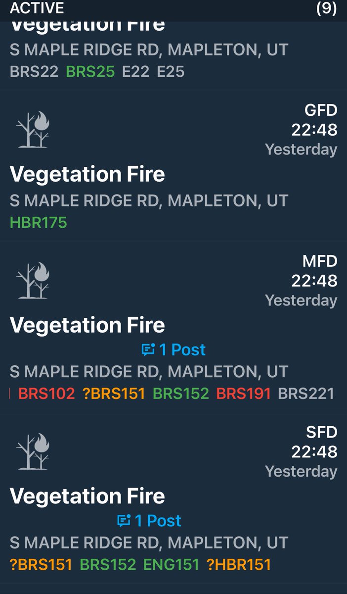 SLCScanner's tweet image. 🚨 New Start #UtahCounty
#MapleFire 
East side of #Mapleton
🔥 Estimated at 50 acres.

Crews worked through the night and stopped the forward spread. Ground and air resources will continue suppression efforts today.

📸 #1 : @Austincc83801 
2: Mapleton Fire 
3: @pulsepoint