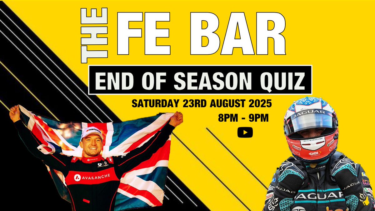 FormulaEZone's tweet image. ⚡ Want to win signed driver cards? ⚡

Take part in our Formula E Season 11 – End of Season Quiz!

📅 Tonight from 8PM BST
🎥 Join live: youtube.com/live/S2B54bSUm…
💬 More info on Discord: discord.gg/2VMSJa4s
#FormulaE