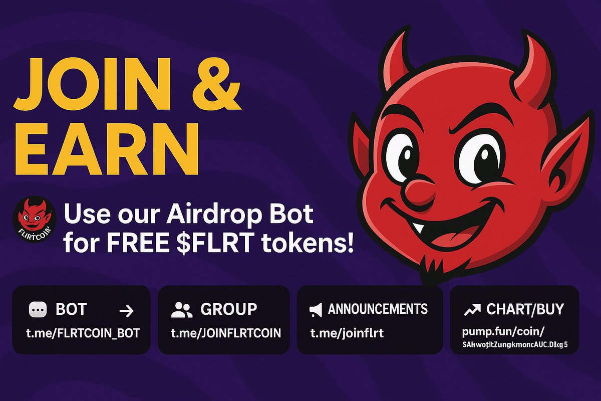 joinflrt's tweet photo. ⏳ Early supporters win BIG!
Join now &amp; grab your FREE $FLRT 🎁
🤖 https://t.co/YIVTLHAoJT
💬 https://t.co/xd3k0VBl5y
📢 https://t.co/Yu1rnIWRR0
📈 https://t.co/mvtk3ABOxl https://t.co/0EJloysvfs