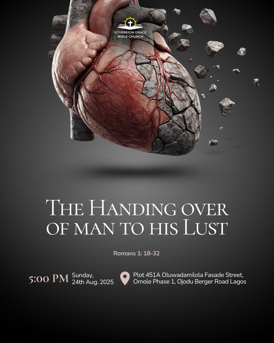 Join us this Sunday, August 23, 2025, at 9:00 AM and 5:00 PM for the morning and evening worship services, respectively. Our morning services begin with a doctrinal class. Both services will be live streamed on YouTube and Facebook: SGBCLagos. See the e-flyers for more details.