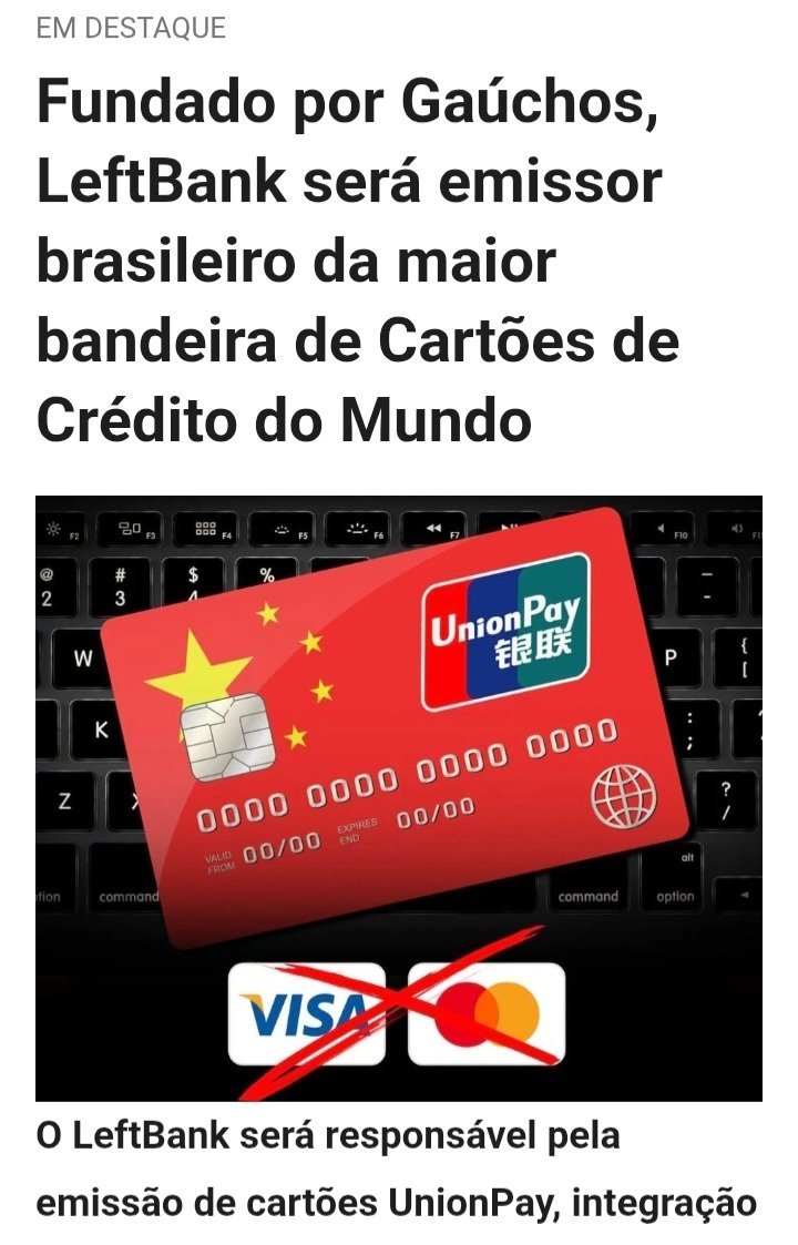 AlfangeStore's tweet photo. Moraes terá uma saída para Sanções dos USA 

Esquerda terá banco próprio no Brasil 

Fundado por Gaúchos, LeftBank será emissor brasileiro da maior bandeira de Cartões de Crédito do Mundo | Luíz Müller Blog https://t.co/l5Y3gPV9UV https://t.co/iKH7Qkguap