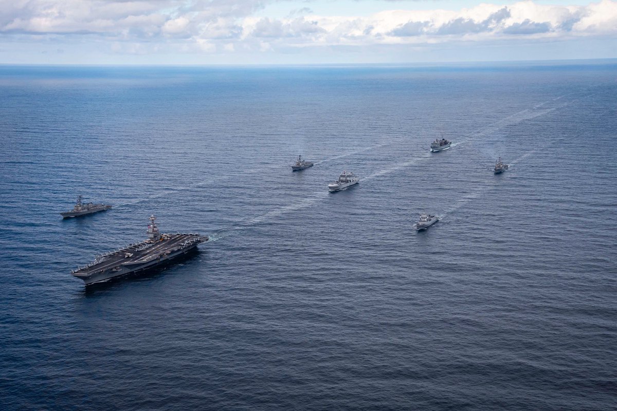 The Gerald R. Ford Carrier Strike Group is conducting operations alongside ships from the Royal Norwegian Navy in the North Sea to demonstrate collective deterrence and commitment to defend the Euro-Atlantic region from hostile action.

 #WeAreNATO #ReadyForces #PowerForPeace