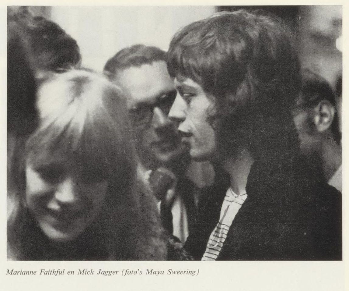 Marianne Faithfull , Mick Jagger, and Brian Jones in Amsterdam, 1967
Photos by Maya Sweering 
Clippings in the Dutch magazine 'De Vrouw En Haar Huis', 1967
From delpher.nl