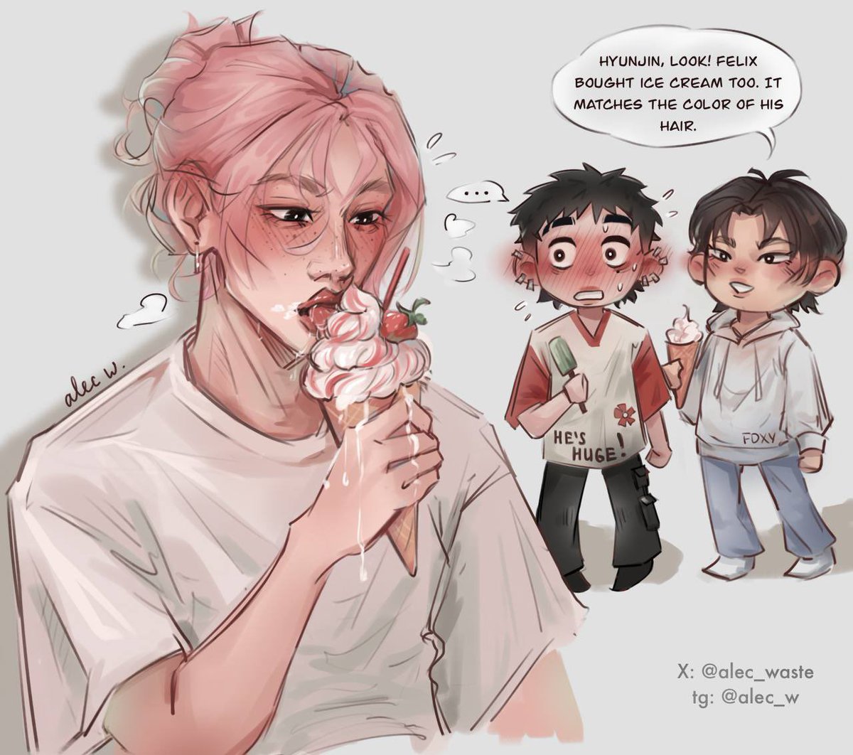 alec_waste's tweet photo. Felix as strawberry ice cream🍓
#hyunlix #straykidsfanart https://t.co/JgMIj2AFEn