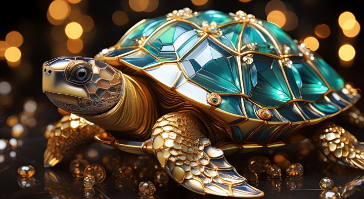 Art of the Day! "Lucky Turtle with gems and gold pict". Buy at: ArtPal.com/alleyhongkong?…