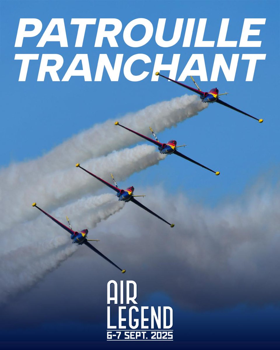 AirLegendJMA's tweet image. La patrouille Tranchant de retour à Air Legend !
📍 AIR LEGEND, 6 et 7 sept. à Melun
🎟️ Billetterie sur airlegend.fr
#AirLegend2025 #patrouille #voltige #avgeek #airshow #spectacle #Paris  #IDF #seineetmarne #meetingaerien #aviation #fly #planeslover #sortieenfamille