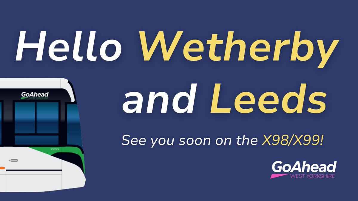 Hello Wetherby 👋 Hello Leeds 👋
We’ll see you soon on the X98/X99! 🚌✨
Check out your brand-new timetable here 👉 eastyorkshirebuses.co.uk/welcome-go-ahe…  <a href="/MetroTravelNews/">metrotravelnews</a>