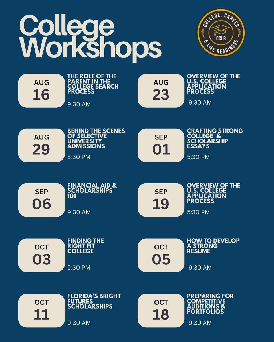 📣✨ Attention Students &amp; Families! Your college journey starts here 🚀Join us for FREE College Workshops: ✅ Applications ✅ Essays &amp; resumes ✅ Financial aid &amp; scholarships ✅ Bright Futures 👉 Register: scholartrek.com/broward