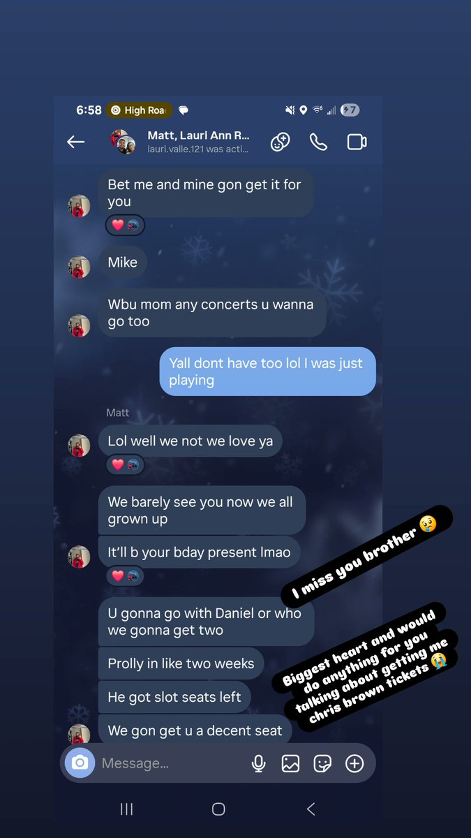 My brother was going to buy me Chris Brown tickets before he passed away. 😭 <a href="/chrisbrown/">Chris Brown</a> 

I miss him so much 🩵