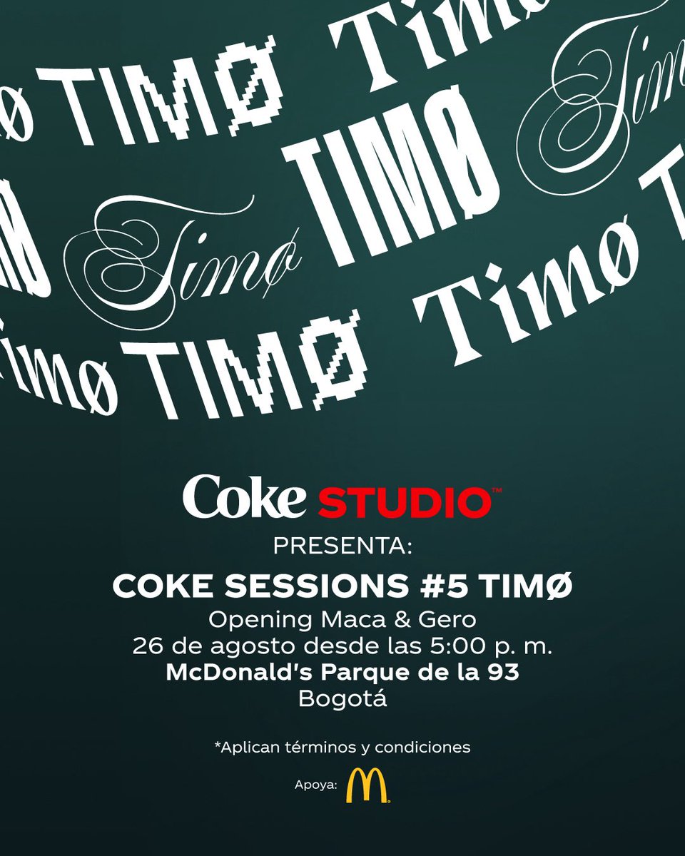 Este es un recordatorio para todos los fans de <a href="/timomusica/">TIMUS</a> y <a href="/macaygero/">Maca & Gero 🧩</a>: ¡este martes tenemos un cita en la Coke Session #5 de CokeStudio, la plataforma musical de <a href="/CocaColaCol/">Coca-Cola Colombia</a>! 👀

Marquen en sus calendarios que el 26 de agosto a las 5PM, la música de ambos actos se toma el