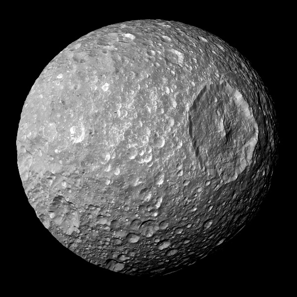 PNASNews's tweet photo. Could Saturn’s “Death Star” #moon #Mimas have a rare, vast, hidden #ocean? The clues revealed thus far have sparked debate among #astronomers. A PNAS Inner Workings piece: https://t.co/oyNPNRS8vc

#Saturn #astronomy #Cassini #NASA #LPSC https://t.co/FIRx8ZJcvQ