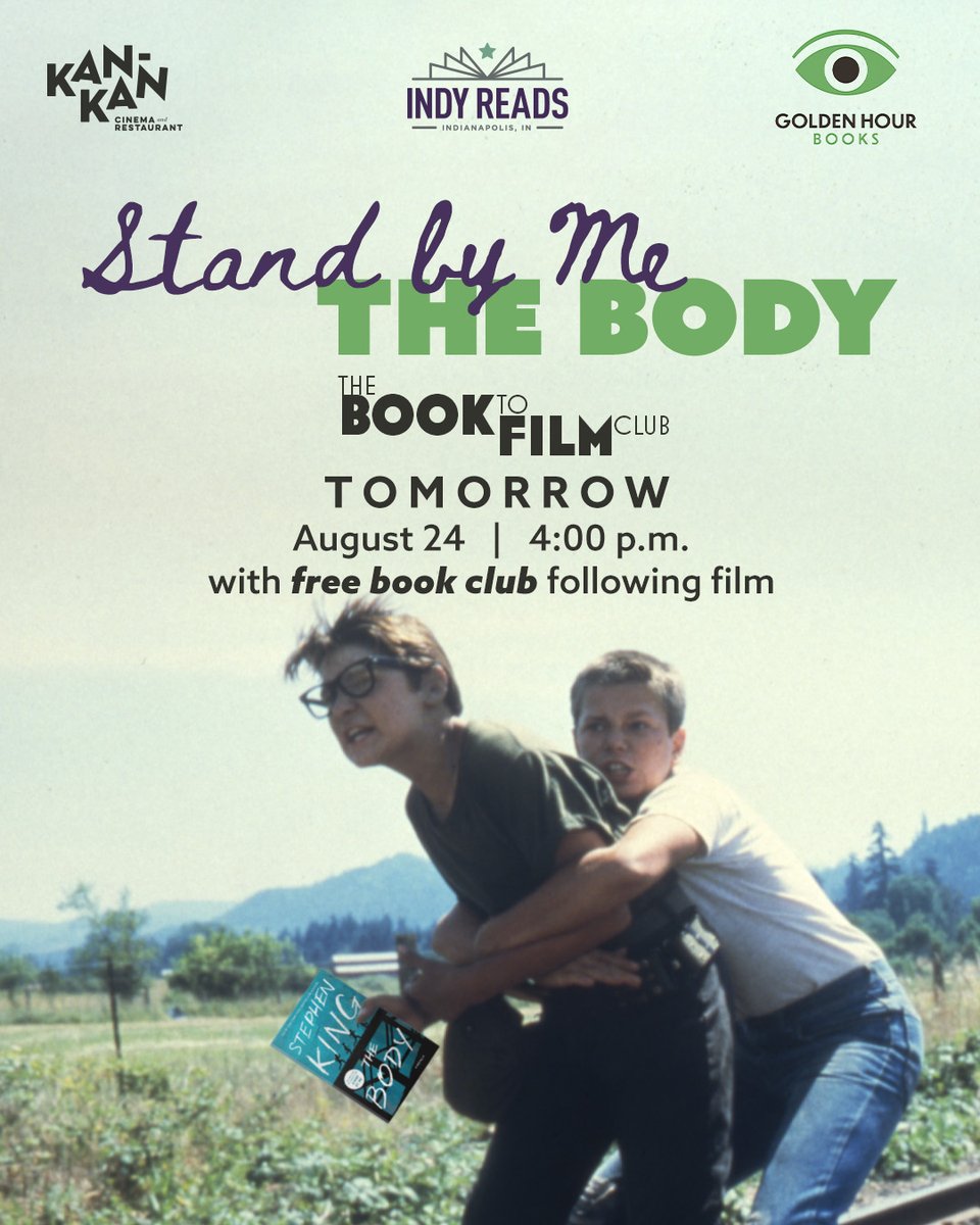 Youth are full of questions: What's Goofy? Could Mighty Mouse beat up Superman? Do you think I'm weird?

Get answers TOMORROW! at the Kan-Kan w/Indy Reads &amp; Golden Hour at the Book to Film Club presentation of STAND BY ME / THE BODY. Free book club follows the film.

🔗 in bio