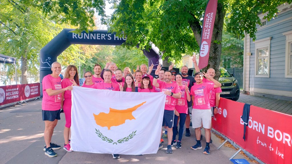 Demetris_Samuel's tweet photo. Quite a day! Well done to everyone who took part in the #HelsinkiMarathon & many thanks to all who worked so hard to organise. We are so proud that team '#Cyprus Embassy & #Friends' was part of this fun day, fundraising for Vantaan Turvakoti๐
AMAZING JOB TEAM!๐
#RunWithCyprus๐๐ผโโ๏ธ https://t.co/9sD98eUY33