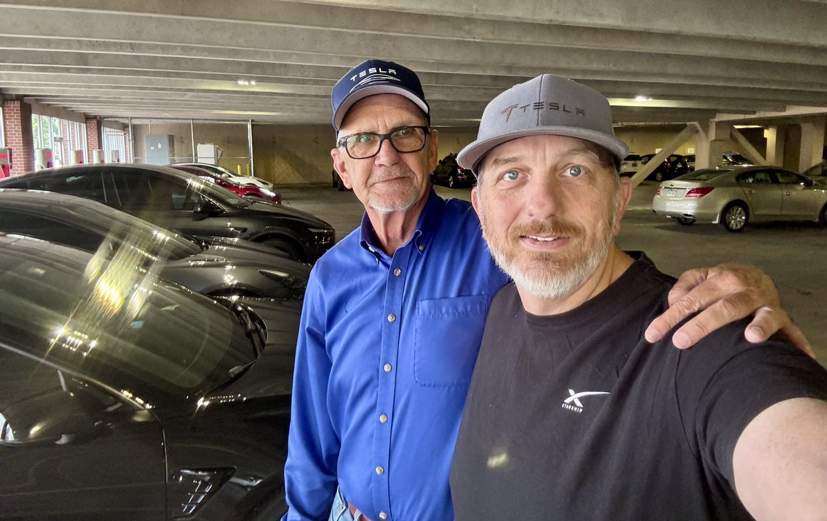 Ran into <a href="/OkieTesla/">Mike</a> at the Colorado Springs Tesla Supercharger. Looking forward to heading up Peaks Pike with him and a bunch of other Tesla nuts soon! ❤️🫶