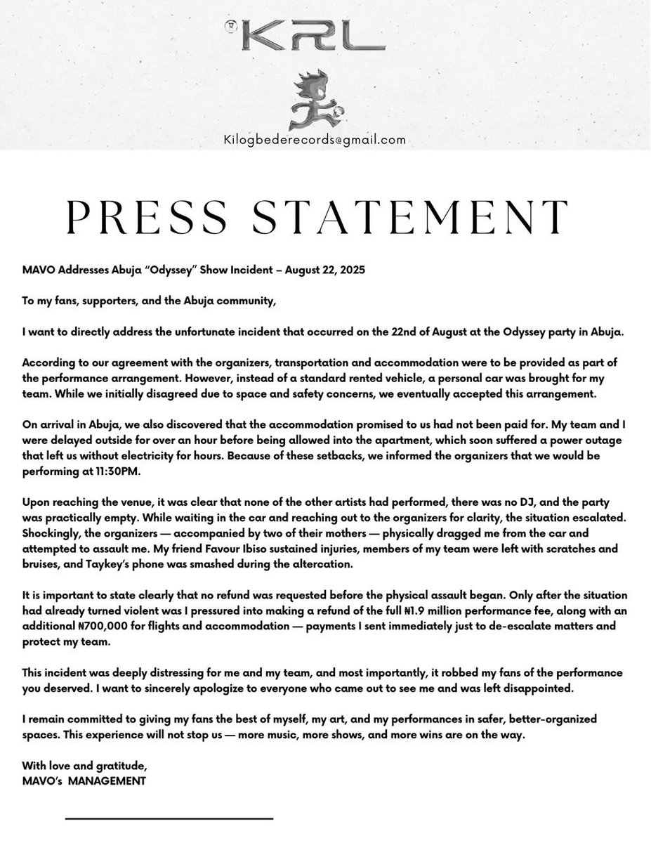 PRESS STATEMENT.