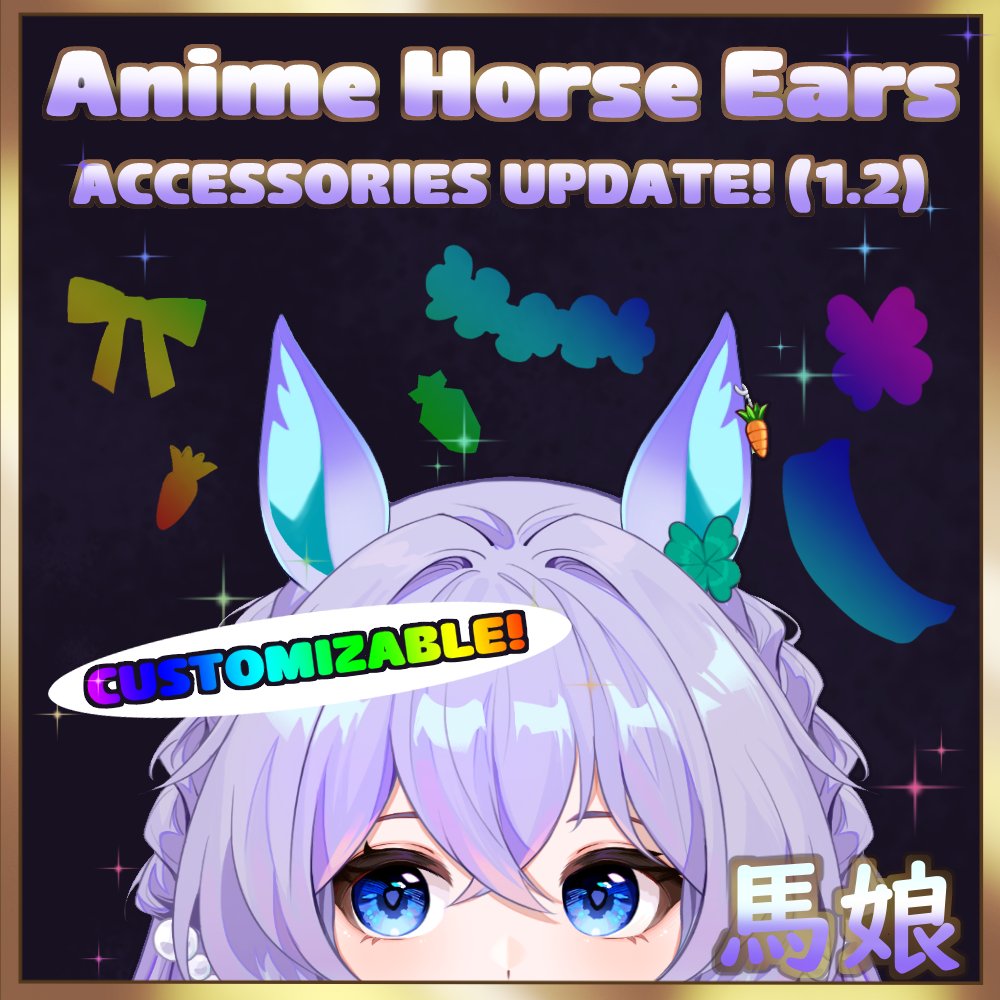 Skiyoshi_oekaki's tweet photo. NEW ACCESSORY UPDATE AVAILABLE! MY #UmaMusume inspired Live2D ears asset now comes with customizable* accessories!

Earrings, flowers, bows, oh my! 

20% OFF now on VGEN! 🔗below https://t.co/mOaqLzFLhQ
