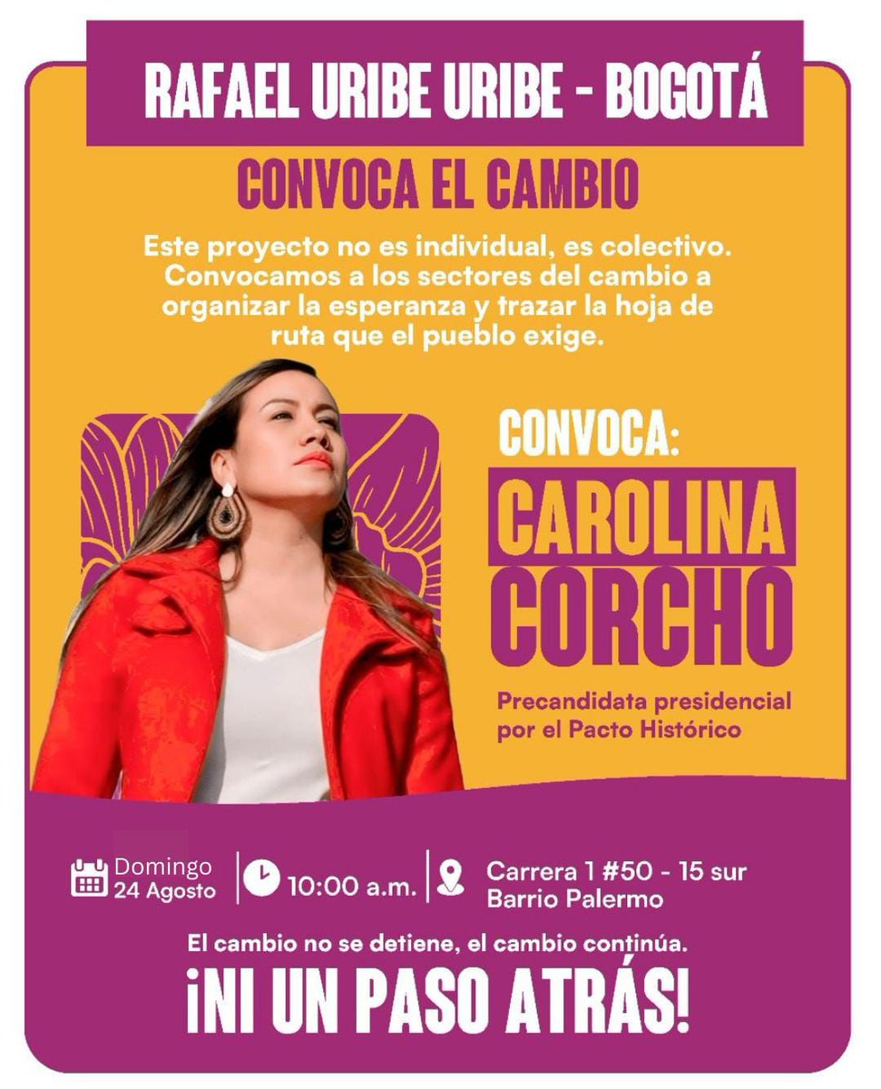 Clara Velasco (@clavel20252) on Twitter photo Invitados a la reunión de mañana 10:00 a.m en la localidad de Rafael Uribe Uribe, y en la tarde en San Cristóbal con la Dra <a href="/carolinacorcho/">Carolina Corcho</a>🩷💜#NiUnPasoAtras
Habrá espacio para firma de libros 📚 Invitados a la reunión de mañana 10:00 a.m en la localidad de Rafael Uribe Uribe, y en la tarde en San Cristóbal con la Dra <a href="/carolinacorcho/">Carolina Corcho</a>🩷💜#NiUnPasoAtras
Habrá espacio para firma de libros 📚