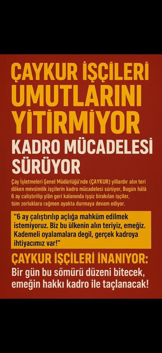 GKarafazli's tweet photo. ÇAYKUR İşçileri Umutlarını Yitirmiyor: Kadro Mücadelesi Sürüyor… https://t.co/y7V0kB6Grp #çalışanları #çaykur #hak #ihanet etti #iş #işçiler #mevsimlik #Emek https://t.co/QLD8q41ZiW