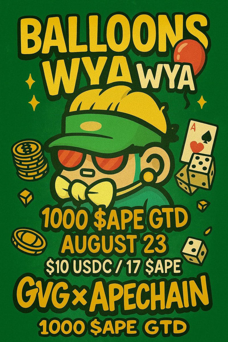DmanGvG (@dhasting2001) on Twitter photo 1000 $APE GTD!!!
#POKER with <a href="/GreenVisorGang/">GreenVisorGang.eth</a>
Get in Gang!
Win Big Prizes!
10 $USDC on Solana or Base Network
OR
17 $APE
JOIN THE GVG DISCORD
discord.gg/green-visor-gaโฆ 1000 $APE GTD!!!
#POKER with <a href="/GreenVisorGang/">GreenVisorGang.eth</a>
Get in Gang!
Win Big Prizes!
10 $USDC on Solana or Base Network
OR
17 $APE
JOIN THE GVG DISCORD
discord.gg/green-visor-gaโฆ