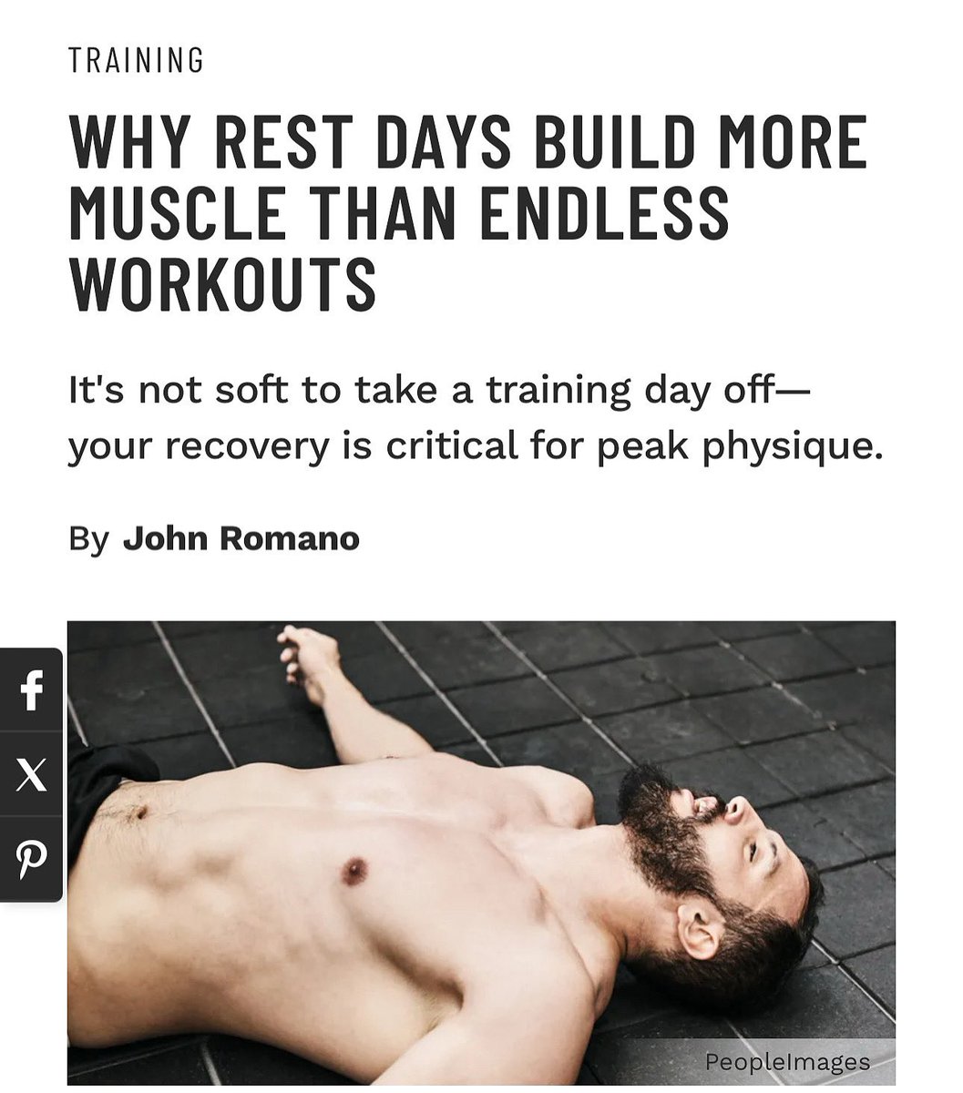 muscle_fitness's tweet image. WHY REST DAYS BUILD MORE MUSCLE THAN ENDLESS WORKOUTS

It&apos;s not soft to take a training day off—your recovery is critical for peak physique.
By John Roman
@johnromanomx 

Read Article
muscleandfitness.com/flexonline/tra…

#buildmuscle #fitnesstips #healthtips #injuryprevention…