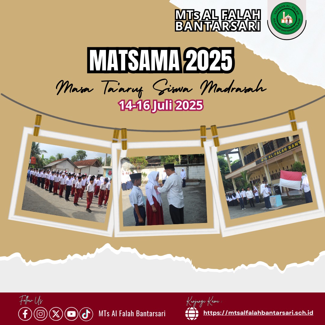 mtsalfalah_mdg's tweet photo. [Late Post]
MATSAMA 2025 
(Masa Ta'aruf Siswa Madrasah) TP. 2025/2026.  (14-16 Juli 2025)

#mplm #matsama2025 
#mtsalfalahbantarsari 
#yayasanalfalahbulaksari https://t.co/n2R5UQkdcy