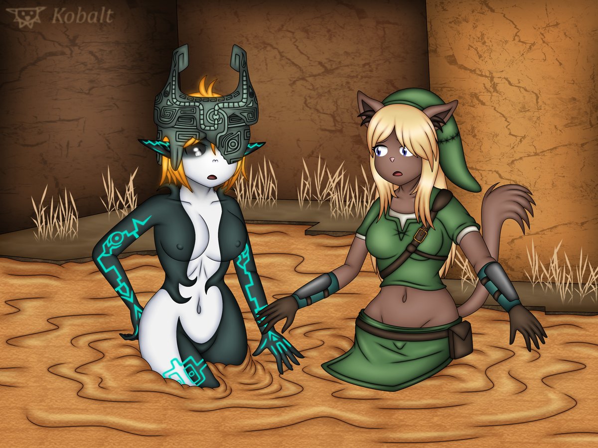 Drawing for my friend <a href="/Yuppi122/">Yuppi12</a> 

Carissa and Tina, both in very recognizable Cosplay outfits, found themselves stuck in very sticky desert quicksand. ;)