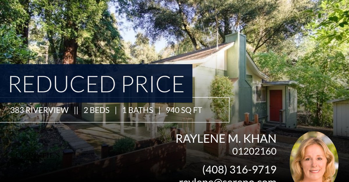 RayleneKhan's tweet photo. 📍 Reduced Price 📍 This recently reduced home at 383 Riverview in Boulder Creek won't last long, so, don't wait to set up a showing! Reach out here or at (408) 316-9719 for more information!

Raylene M. Khan
Sereno---
#01202160 https://t.co/eH5iuYhT8l https://t.co/Gu4nnduRAo