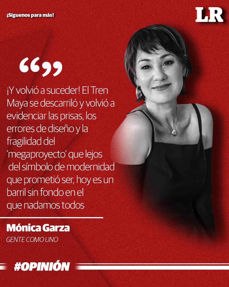 La Razón de México (@larazon_mx) on Twitter photo #GenteComoUno| Pero como toda necedad tiene un precio, hoy el tan bonito Tren Maya parece el cristal desde donde se miran los excesos de un gobierno que prometió austeridad y terminó entregando la obra pública más cara de nuestra historia reciente.
Escribe <a href="/monicagarzag/">Monica Garza</a> ✍️ #GenteComoUno| Pero como toda necedad tiene un precio, hoy el tan bonito Tren Maya parece el cristal desde donde se miran los excesos de un gobierno que prometió austeridad y terminó entregando la obra pública más cara de nuestra historia reciente.
Escribe <a href="/monicagarzag/">Monica Garza</a> ✍️
