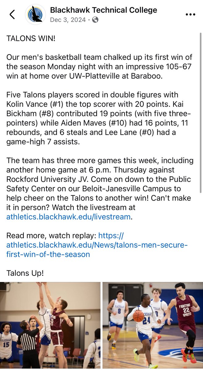 aiden_maves3's tweet photo. Game Recap: BTC vs. Baraboo https://t.co/oVKZo1FP18