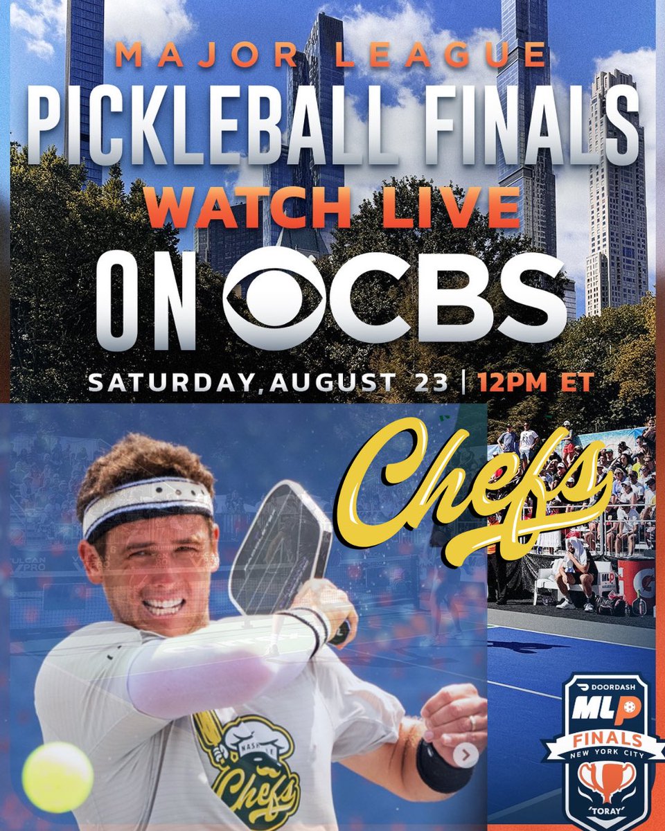 Major League PickleBall LIVE on CBS 
Nashville Chefs -V- Vegas Night Owls
Charleston SC Pro Anderson Scarpa 
#SCARPAUSA #ProPickleBall #5IVEZERO