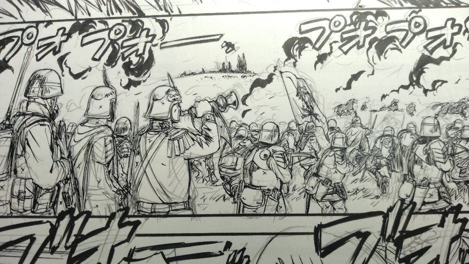 描いても描いてもペン入れが進まない(2Pで延べ50人くらい人描いてる) 