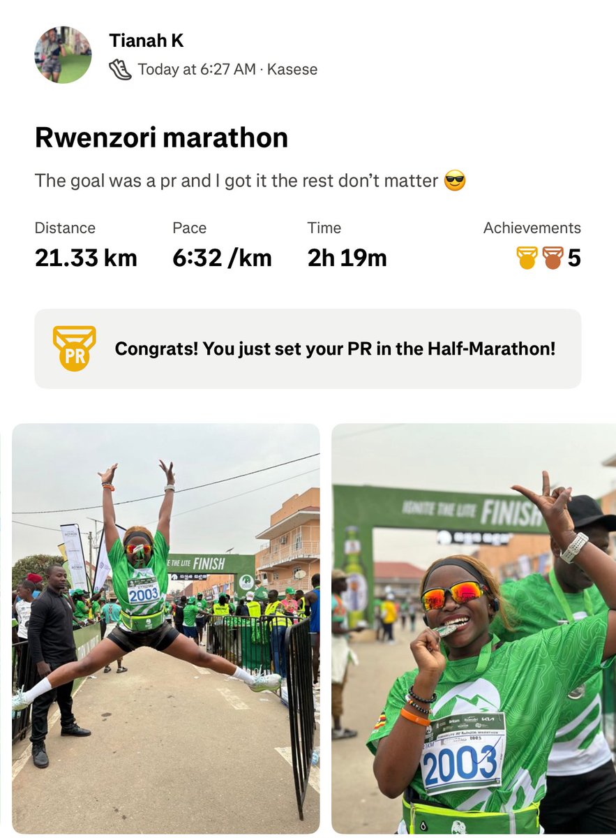 NabulimeCh977's tweet photo. This was an amazing race 🥳 kilembe hills had nothing on me , but running is hard guys 😂 I don’t know why we are doing these things 🤗 
#rwenzorimarathon2025 https://t.co/fUQaerwl0p