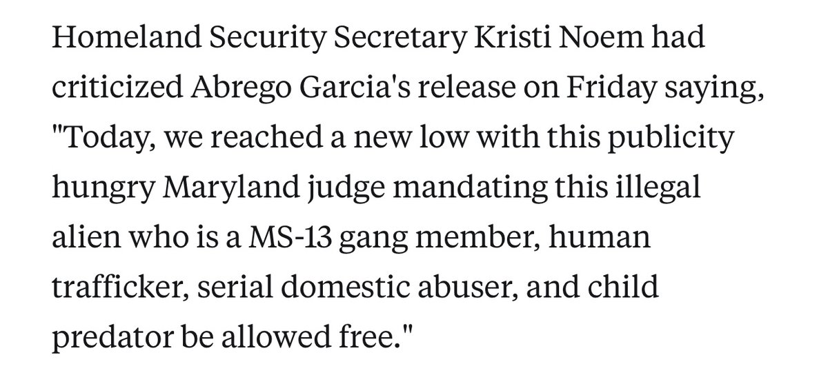 sotacita's tweet image. Abrego Garcia has not been convicted of these crimes🤬
He’s trump’s poster child for what the government can do to U. They can kidnap &amp;amp; send you to prisons w/trumped charges. This intimidates people, suppresses voices, brings fear &amp;amp;terror to lives &amp;amp; ⬆️ risk of harm! #NoDueProcess