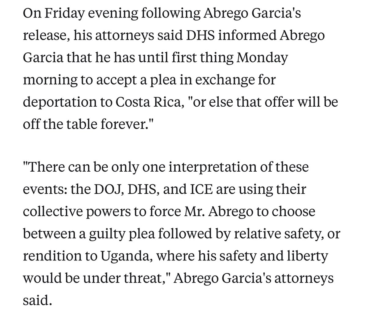 sotacita's tweet image. Abrego Garcia has not been convicted of these crimes🤬
He’s trump’s poster child for what the government can do to U. They can kidnap &amp;amp; send you to prisons w/trumped charges. This intimidates people, suppresses voices, brings fear &amp;amp;terror to lives &amp;amp; ⬆️ risk of harm! #NoDueProcess