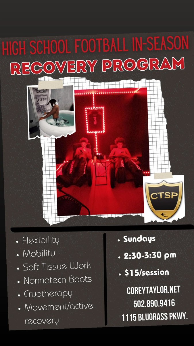 It doesn't matter who you train with or where you go to school! Come out and take care of your body and be physically and Mentally prepared for next Friday Night! #recovery #cryotherapy