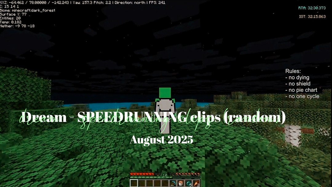 hihi... i edited wtv clips i had from dream speedrunning recently enjoy !
Dream - SPEEDRUNNING clips (random) | August 2025
youtu.be/y71Oy_FjR6Y?si…