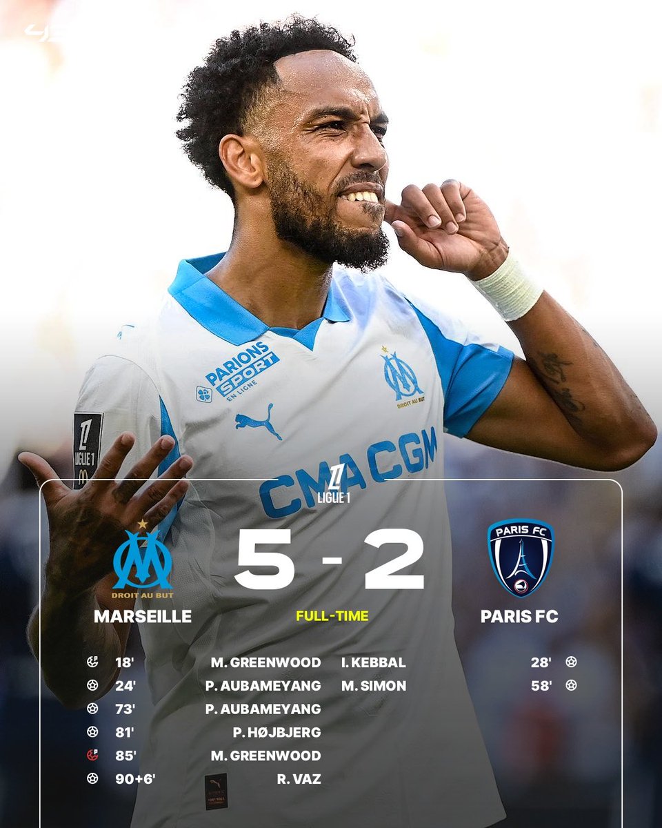 433's tweet image. Aubameyang celebrates his return to Marseille with a 𝑩𝑹𝑨𝑪𝑬 ⚽️⚽️