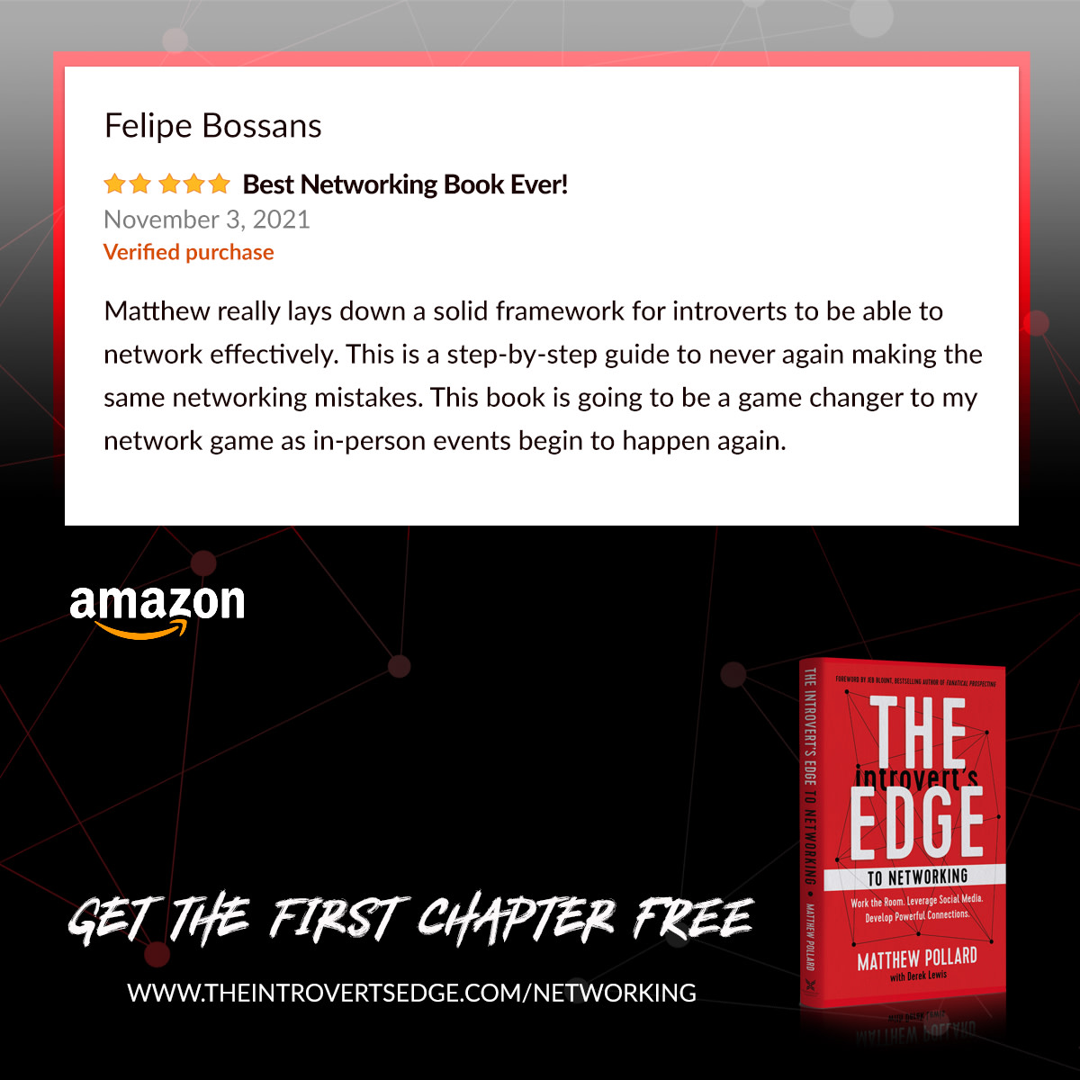 It truly means so much to read all these incredible <a href="/amazon/">Amazon</a> reviews. I love helping #introverts realize they can break through the myth that you have to be outgoing to excel at #networking and sales.
Get the first chapter free: grow.lk/Network