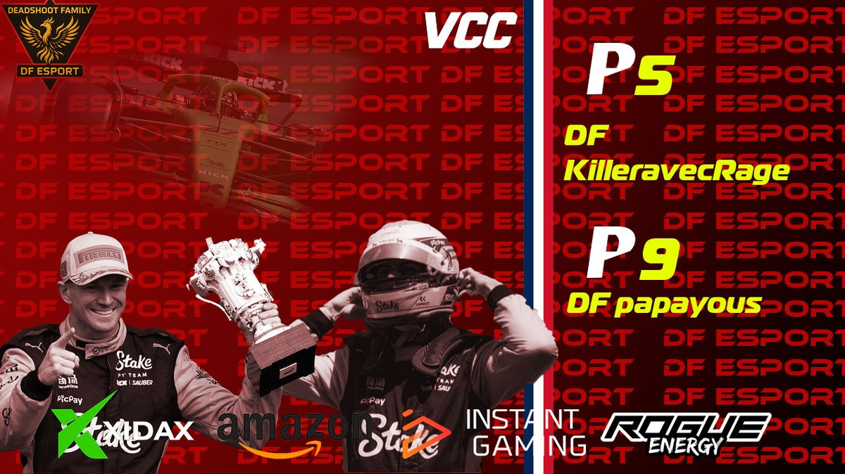 🏁 VCC Results 🏁

🔥 P5 – DF KilleravecRage
⚡ P9 – DF Papayous

The Deadshoot Family is on the rise — fast, fierce, unstoppable. 🚀
Next race, we hunt for podiums. 🏆

#DFEsport #VCC  #WeAreDF